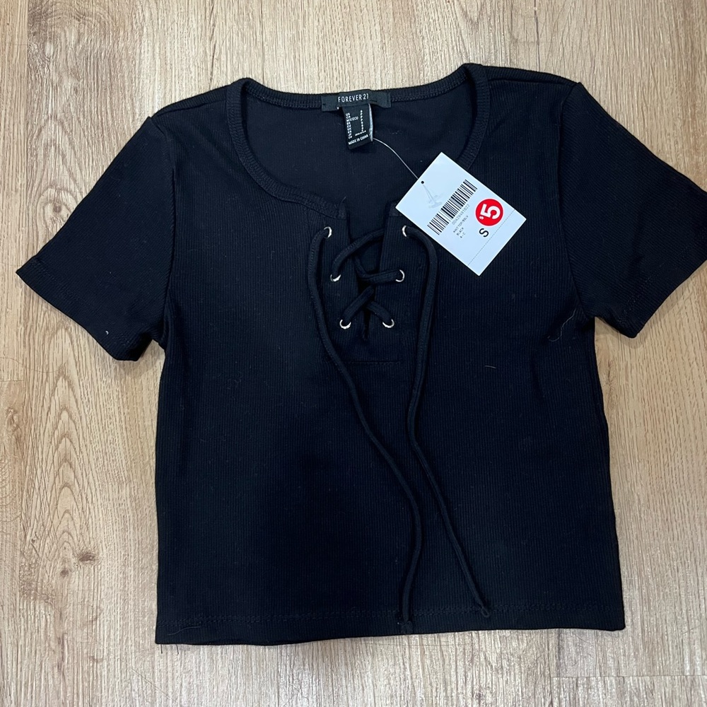 Tie black crop top